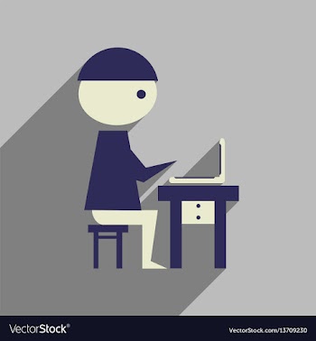 Flat web icon with long shadow man lapto vector image