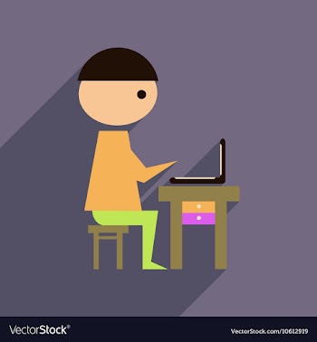 Flat web icon with long shadow man laptop vector image