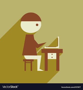 Flat web icon with long shadow man laptop vector image