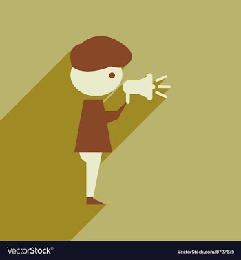 Flat web icon with long shadow man megaphone vector image