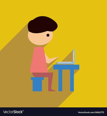 Flat web icon with long shadow Man programmer vector image