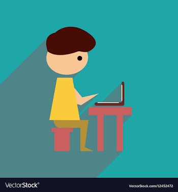 Flat web icon with long shadow Man programmer vector image