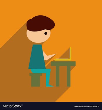 Flat web icon with long shadow man programmer vector image