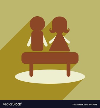 Flat web icon with long shadow man woman bench vector image