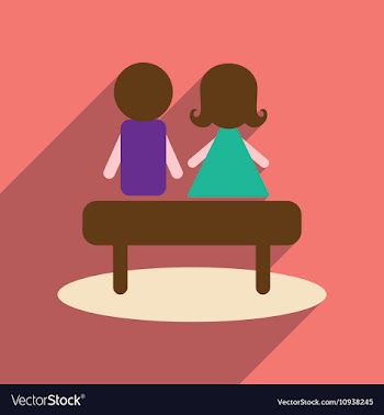 Flat web icon with long shadow man woman bench vector image
