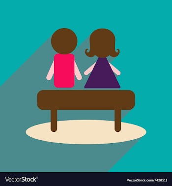 Flat web icon with long shadow man woman bench vector image