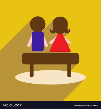 Flat web icon with long shadow man woman bench vector image