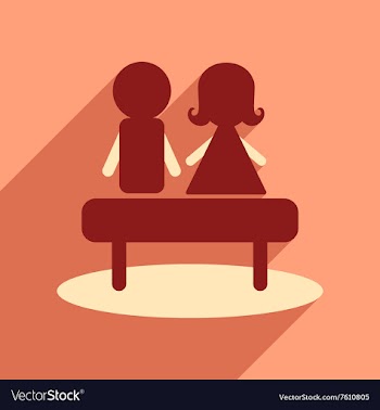 Flat web icon with long shadow man woman bench vector image