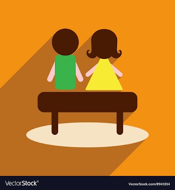 Flat web icon with long shadow man woman bench vector image