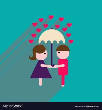 Flat web icon with long shadow man woman umbrella vector image