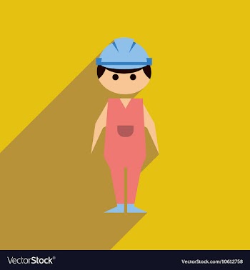 Flat web icon with long shadow Man worker vector image