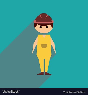 Flat web icon with long shadow Man worker vector image