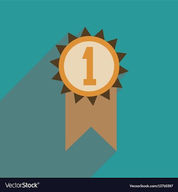 Flat web icon with long shadow medal winner vector image