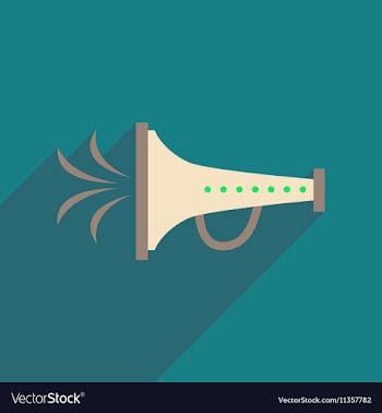 Flat web icon with long shadow megaphone carnaval vector image