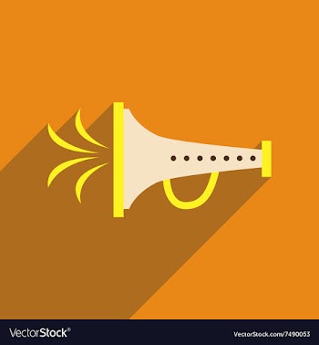 Flat web icon with long shadow megaphone carnaval vector image