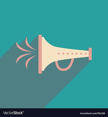 Flat web icon with long shadow megaphone carnaval vector image