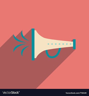 Flat web icon with long shadow megaphone carnaval vector image