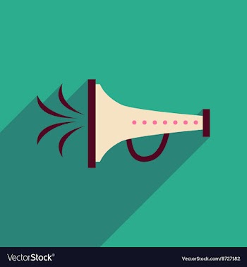 Flat web icon with long shadow megaphone carnaval vector image
