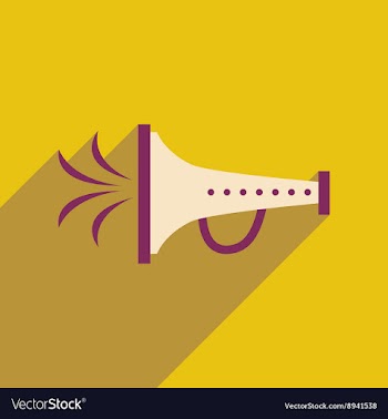 Flat web icon with long shadow megaphone carnaval vector image