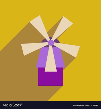Flat web icon with long shadow mill vector image