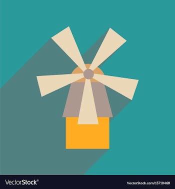 Flat web icon with long shadow mill vector image