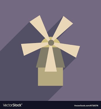 Flat web icon with long shadow mill vector image