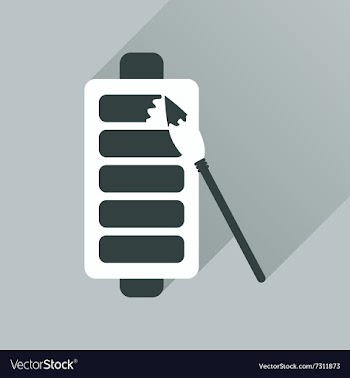Flat web icon with long shadow mobile battery vector image