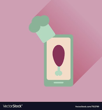 Flat web icon with long shadow mobile chef vector image