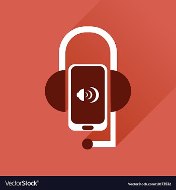 Flat web icon with long shadow mobile earphone vector image