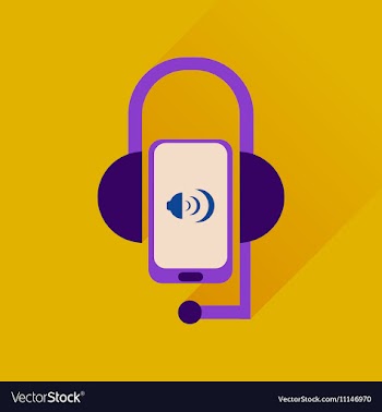 Flat web icon with long shadow mobile earphone vector image