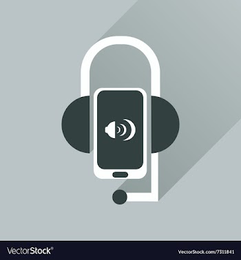 Flat web icon with long shadow mobile earphone vector image