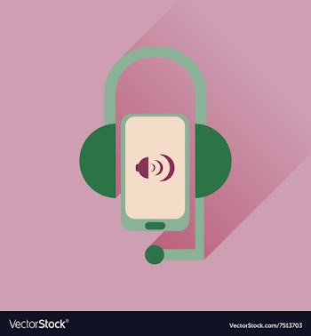 Flat web icon with long shadow mobile earphone vector image