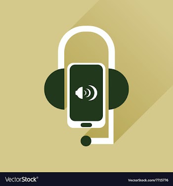 Flat web icon with long shadow mobile earphone vector image