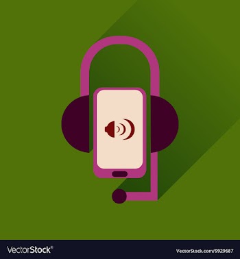 Flat web icon with long shadow mobile earphone vector image