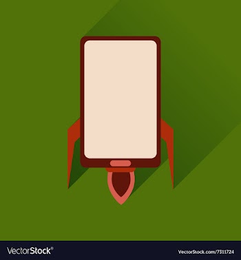 Flat web icon with long shadow mobile rocket vector image