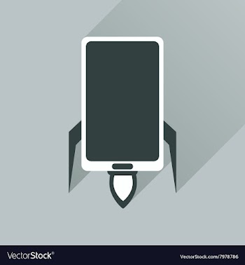 Flat web icon with long shadow mobile rocket vector image