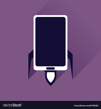 Flat web icon with long shadow mobile rocket vector image