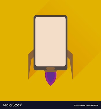 Flat web icon with long shadow mobile rocket vector image