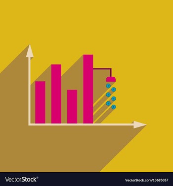 Flat web icon with long shadow money graph vector image