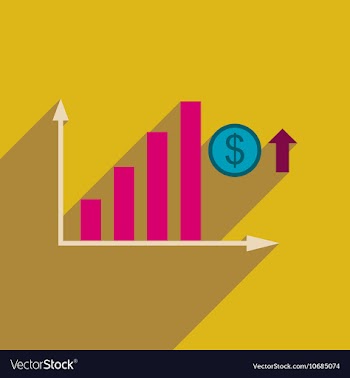 Flat web icon with long shadow money graph vector image