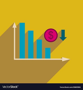 Flat web icon with long shadow money graph vector image