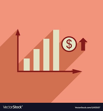 Flat web icon with long shadow money graph vector image