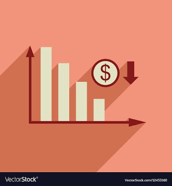 Flat web icon with long shadow money graph vector image