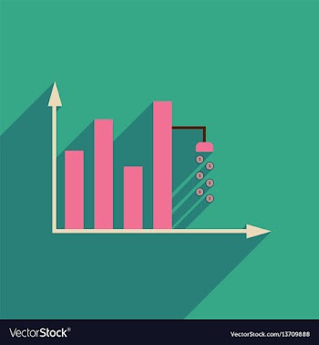 Flat web icon with long shadow money graph vector image
