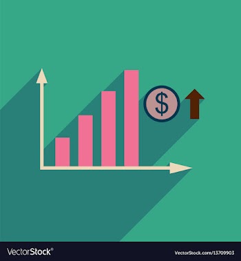 Flat web icon with long shadow money graph vector image