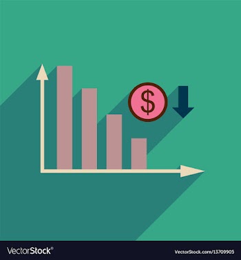 Flat web icon with long shadow money graph vector image