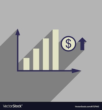 Flat web icon with long shadow money graph vector image