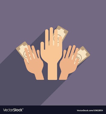 Flat web icon with long shadow money in hands vector image