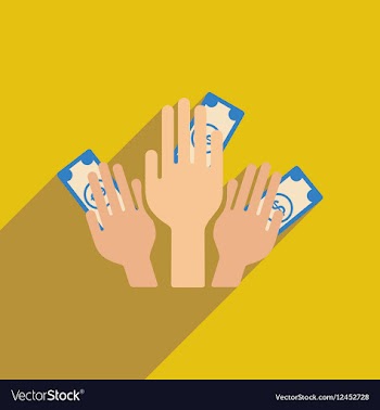 Flat web icon with long shadow money in hands vector image