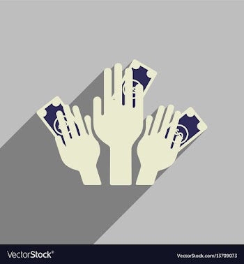 Flat web icon with long shadow money in hands vector image